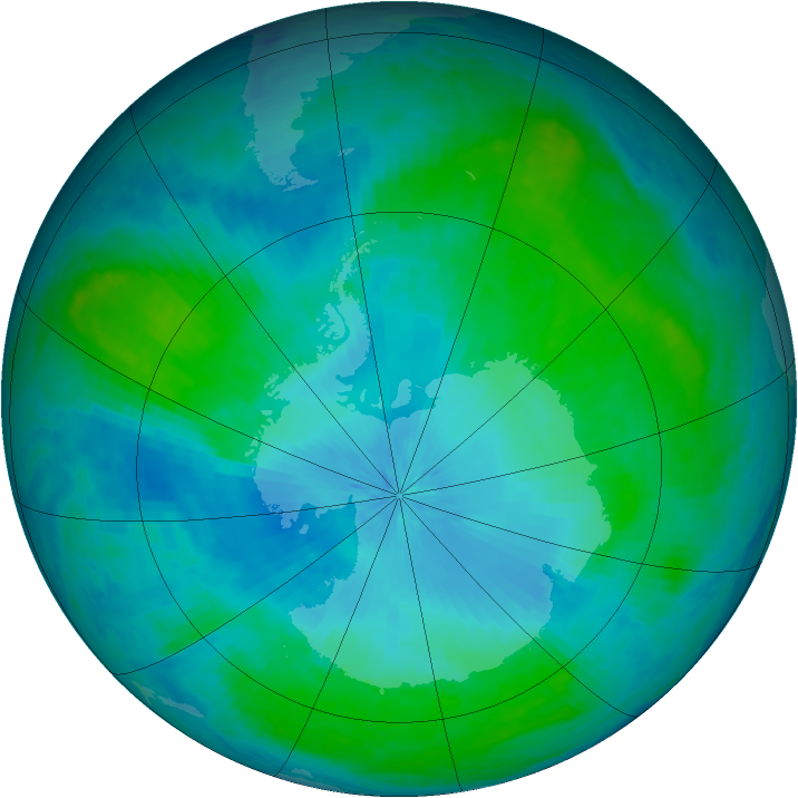 Antarctic ozone map for 06 February 2004